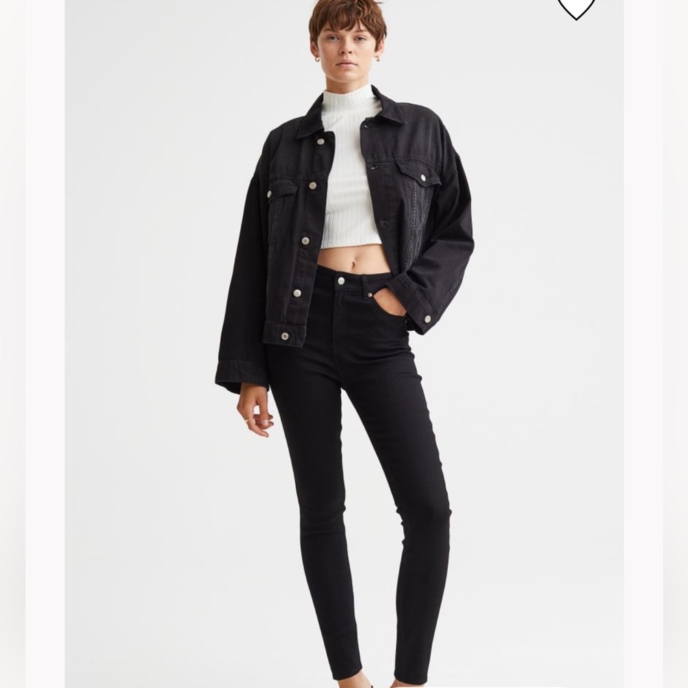 High rise skinny black denim jeans